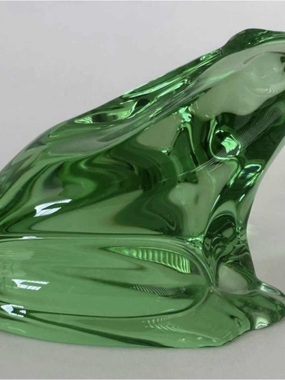 Baccarat Crystal Green Frog Paperweight Decorative 3x4